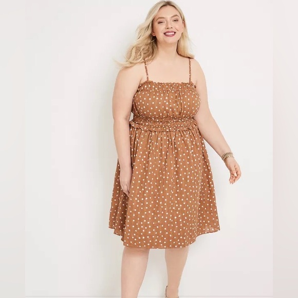 ☀️2/$22☀️ Maurice’s Brown and White Polka Dot Dress - Picture 6 of 8